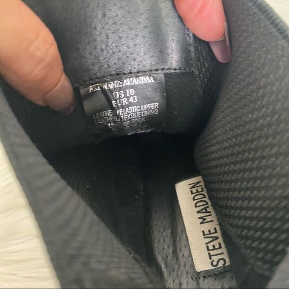 Steve Madden Amandaa black leather Chaldea high heel platform ankle boots 10 - Picture 8 of 9